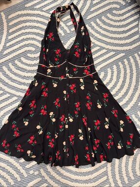 Forever 21+ Floral Halter Midi Dress 3X Button Front Smocked Back Cottagecore